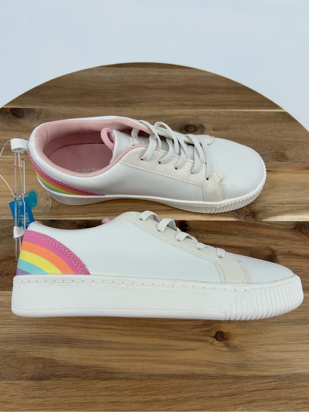 NWT Carter’s Girls’ Rainbow Pride Pull On Sneakers in White Size 3